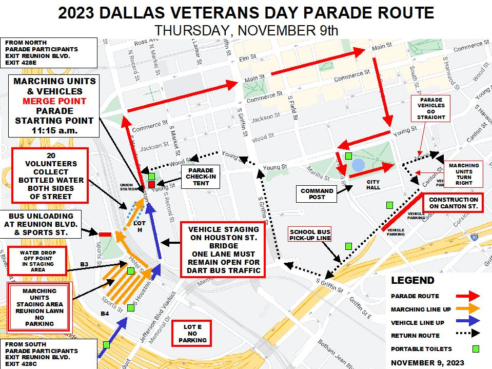 Parade Route - Click on the image to open a full size image, suitable for printing, in a new window.